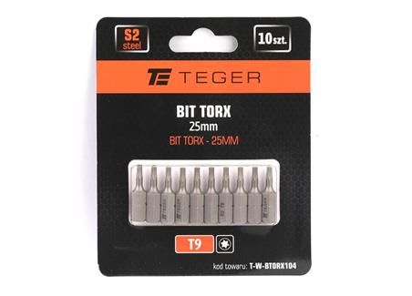 Bit TORX 25 mm/T9 (ZESTAW 10 SZT) / TEGER-267492