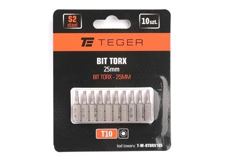 Bit TORX 25 mm/T10 (ZESTAW 10 SZT) / TEGER-267493