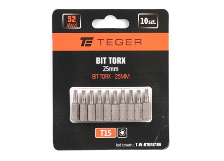 Bit TORX 25 mm/T15 (ZESTAW 10 SZT) / TEGER-267494