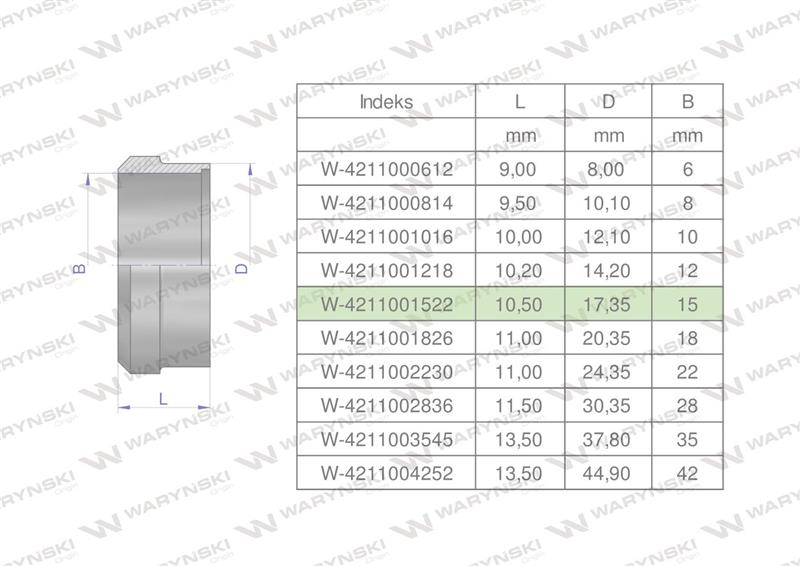 Pierścień zacinający hydrauliczny (DPR15L) 15L Waryński ( sprzedawane po 20 )-60811