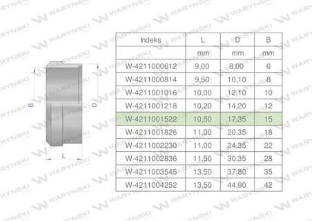 Pierścień zacinający hydrauliczny (DPR15L) 15L Waryński ( sprzedawane po 20 )-60811