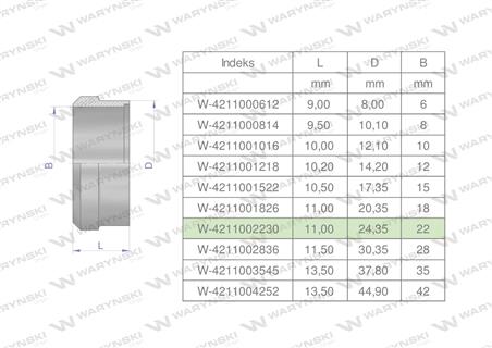 Pierścień zacinający hydrauliczny (DPR22L) 22L Waryński ( sprzedawane po 10 )-60792