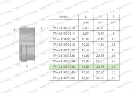 Pierścień zacinający hydrauliczny (DPR28L) 28L Waryński ( sprzedawane po 5 )-60797