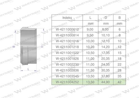 Pierścień zacinający hydrauliczny (DPR42L) 42L Waryński ( sprzedawane po 2 )-60807