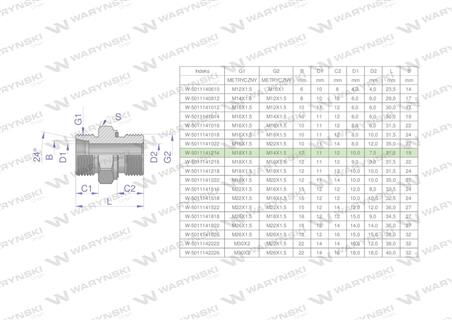 Przyłączka hydrauliczna metryczna BB (XGE) M18x1.5 12L x M14x1.5 ED Waryński ( sprzedawane po 5 )-61637