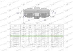Złączka hydrauliczna redukcyjna calowa BB 9/16" x 3/4" UNF (JIC) Waryński ( sprzedawane po 2 )