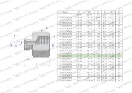 Tulejka różnicowa hydrauliczna calowa AB 1/2"GZ x 1"GW BSP Waryński ( sprzedawane po 2 )-60908