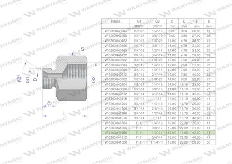 Tulejka różnicowa hydrauliczna calowa AB 1"GZ x 1/2"GW BSP Waryński-60949