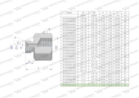 Tulejka różnicowa hydrauliczna calowa AB 1"GZ x 1 1/4"GW BSP Waryński-60961