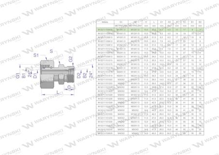 Złączka hydrauliczna metryczna AB (XKOR) A-M14x1.5 08L / B-M12x1.5 06L Waryński ( sprzedawane po 2 )-62215