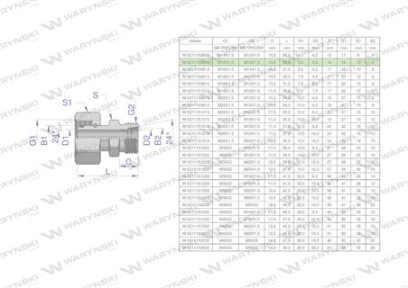 Złączka hydrauliczna metryczna AB (XKOR) A-M16x1.5 10L / B-M12x1.5 06L Waryński ( sprzedawane po 2 )-62220
