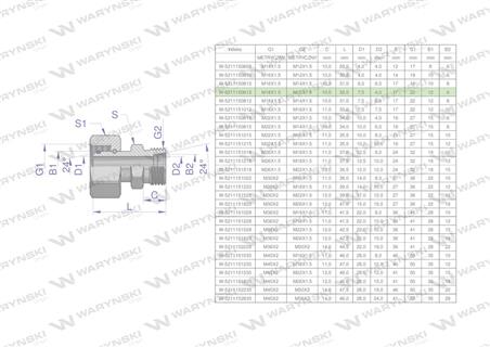 Złączka hydrauliczna metryczna AB (XKOR) A-M18x1.5 12L / B-M12x1.5 06L Waryński ( sprzedawane po 2 )-62226