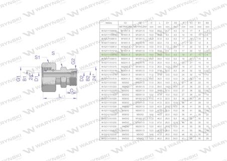Złączka hydrauliczna metryczna AB (XKOR) A-M22x1.5 15L / B-M12x1.5 06L Waryński ( sprzedawane po 2 )-62232