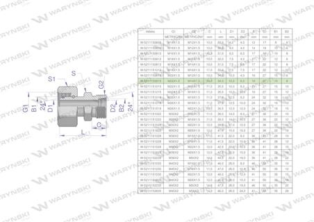 Złączka hydrauliczna metryczna AB (XKOR) A-M22x1.5 15L / B-M14x1.5 08L Waryński ( sprzedawane po 2 )-62250