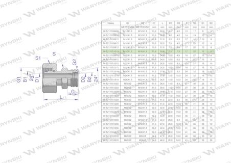 Złączka hydrauliczna metryczna AB (XKOR) A-M18x1.5 12L / B-M16x1.5 10L Waryński ( sprzedawane po 2 )-62256