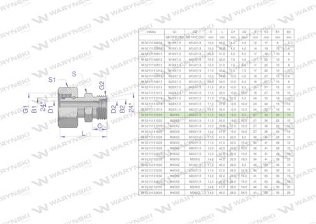 Złączka hydrauliczna metryczna AB (XKOR) A-M30x2 22L / B-M16x1.5 10L Waryński-62274