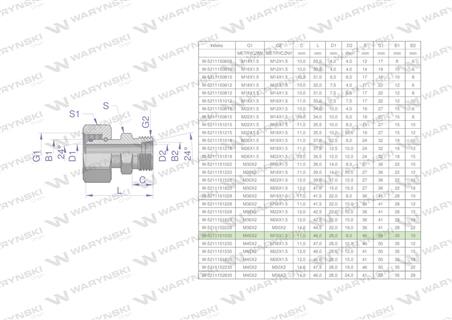 Złączka hydrauliczna metryczna AB (XKOR) A-M45x2 35L / B-M16x1.5 10L Waryński-62286