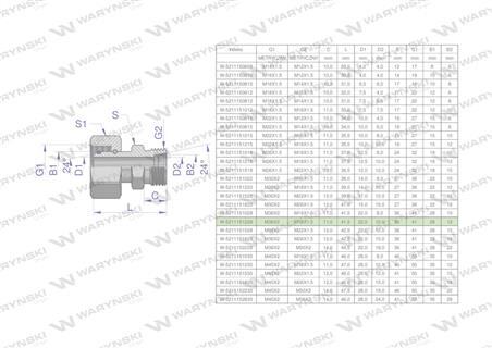 Złączka hydrauliczna metryczna AB (XKOR) A-M36x2 28L / B-M18x1.5 12L Waryński-62310