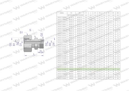 Złączka hydrauliczna metryczna AB (XKOR) A-M45x2 35L / B-M18x1.5 12L Waryński-62316