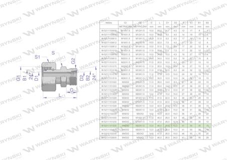 Złączka hydrauliczna metryczna AB (XKOR) A-M45x2 35L / B-M22x1.5 15L Waryński-62340
