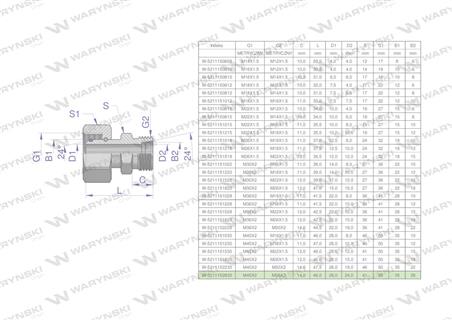 Złączka hydrauliczna metryczna AB (XKOR) A-M45x2 35L / B-M36x2 22L Waryński-62376