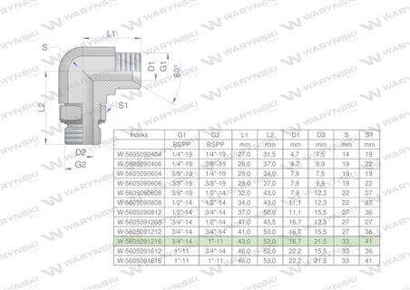 Kolanko hydrauliczne nastawne calowe BB 3/4" x 1" BSP z regulacją Waryński-60184