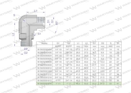 Kolanko hydrauliczne nastawne calowe BB 1" x 1" BSP z regulacją Waryński-60196