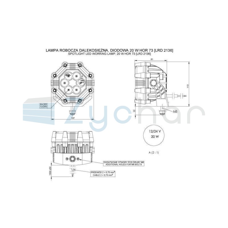 Lampa robocza LRD 2136