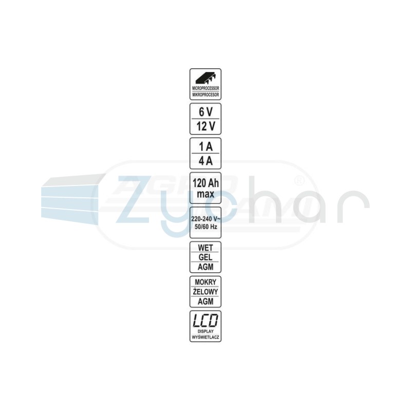 Prostownik elektroniczny LED 6-12V 14A YT83033