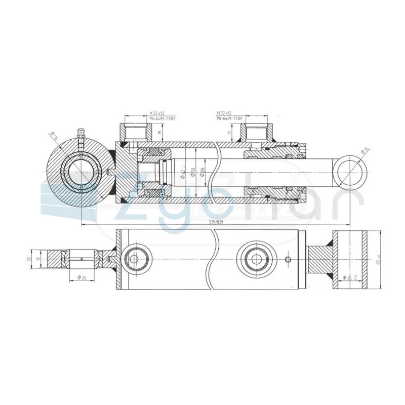 Siłownik hydrauliczny-chwytak Łęczyca CJ2 5028X320