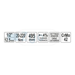 Klucz dynamometryczny 12 20-220Nm YT07605