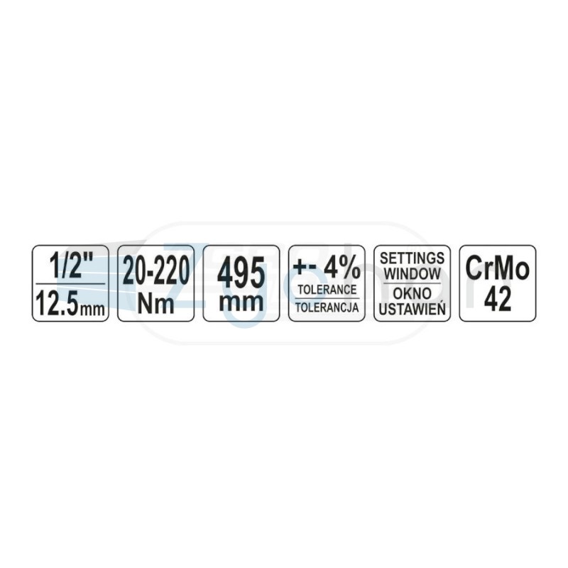 Klucz dynamometryczny 12 20-220Nm YT07605