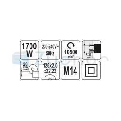 BRUZDOWNICA 1700W 125mm YATO YT82015