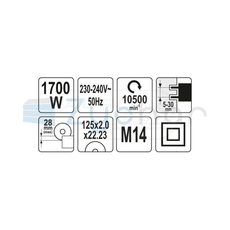 BRUZDOWNICA 1700W 125mm YATO YT82015