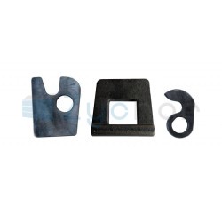 Hinge, side lock, lower discharge, sheet metal 10 mm - Length 83 mm