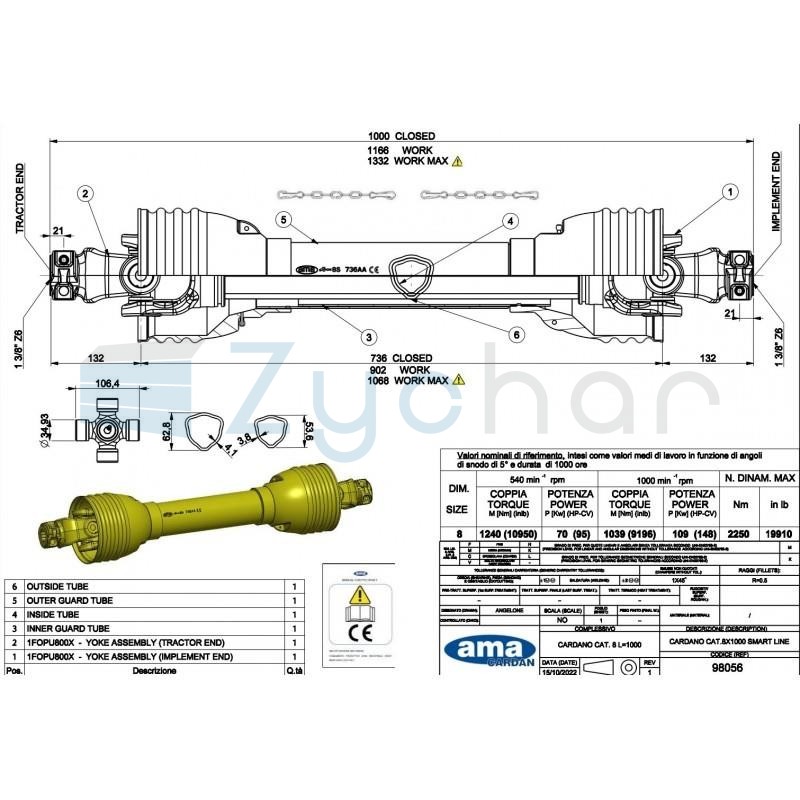 Wał uniwersalny SMART LINE  L1000, 1240Nm-1044630