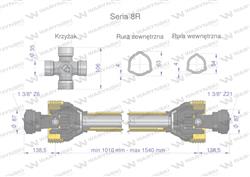 Wał przegubowo-teleskopowy 1010-1540mm 1240Nm Z21 CE 2020 seria 8R Waryński-1241228