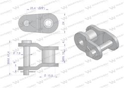 Półogniwo łańcucha przemysłowe P16AH-1 ANSI A 80H (R1 1) Waryński ( sprzedawane po 10 )-237492579