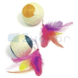 Zabawka dla kota, piłka z sizalu z piórkami, 6 cm, Kerbl-347397702