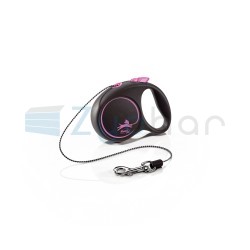 Smycz dla psa Flexi Black Design, linka, różowa, roz. S, 5 m, 12 kg-347400728