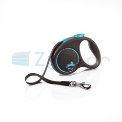 Smycz dla psa Flexi Black Design, taśma, niebieska, roz. S, 5 m, 15 kg-347400700