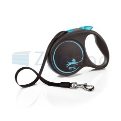 Smycz dla psa Flexi Black Design, taśma, niebieska, roz.L, 5 m, 50 kg-347400706