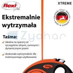 Smycz dla psa Flexi Xtreme, taśma, pomarańczowa, roz. S, 5 m, 20 kg-347400777