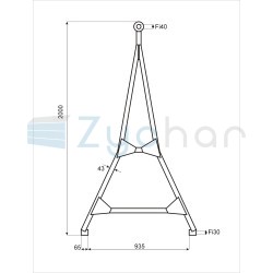 Dyszel przyczepy D-732 wymiary rozstaw 935/1065mm fi 30