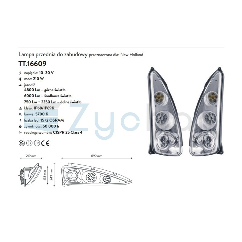 Lampa przednia New Holland