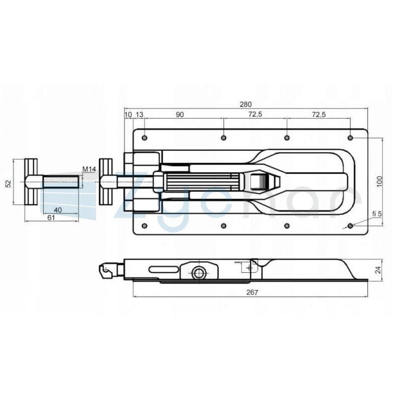 Zamknięcie burty aluminiowej, spinacz - typu T