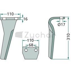 Ząb brony aktywnej - 180RH-68-R-DURA-347696073