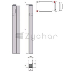 Profilecke T50, links, H = 600mm - 2208801469-347750649
