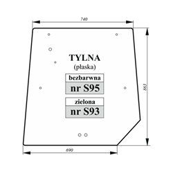 Szyba tylna lewa Massey Ferguson bezbarwna-347751876