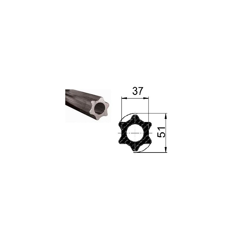 Rura wewnętrzna 1m, profil gwiazdka,  S4, W2500, G7 - 51x37-347615601